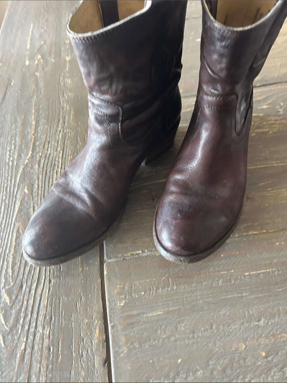 Frye Dark Brown Leather Ankle Boots